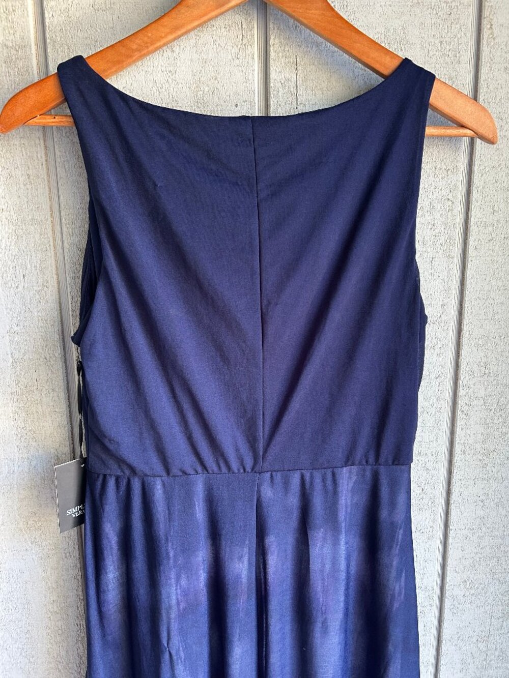 NWT Simply Vera by Vera Wang Long High-Low Tank Dress Navy & Purple Tie Dye Sz S - Picture 8 of 10